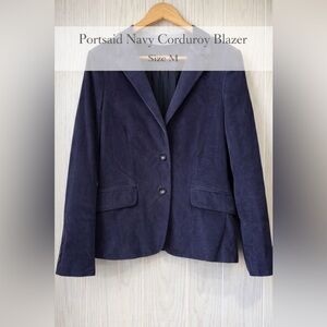 Portsaid Navy Blue Corduroy Blazer Jacket Size M